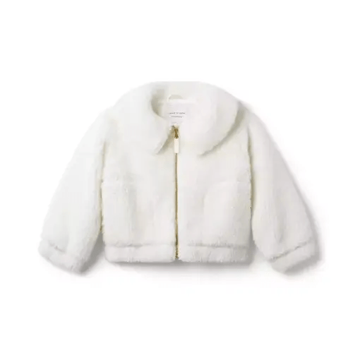 Girl Jet Ivory The Collared Sherpa Jacket by Janie and Jack