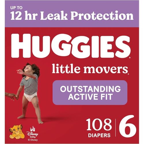Huggies Little Movers Diapers Size 6, 108 Count (2 Packs of 54)