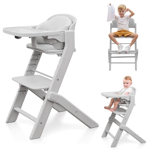 Obee Odee Fully Washable Baby High Chair for Babies and Toddlers(Grey) | Growth High Chair for Toddlers from 6 Months to 220 Lb, Convertible High Chair with Soft Cushion, Adjustable Seat & Tray