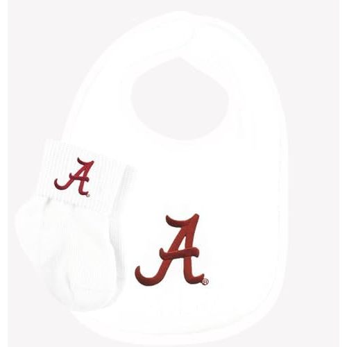 Alabama Crimson tide Baby Bib and Socks Set - White