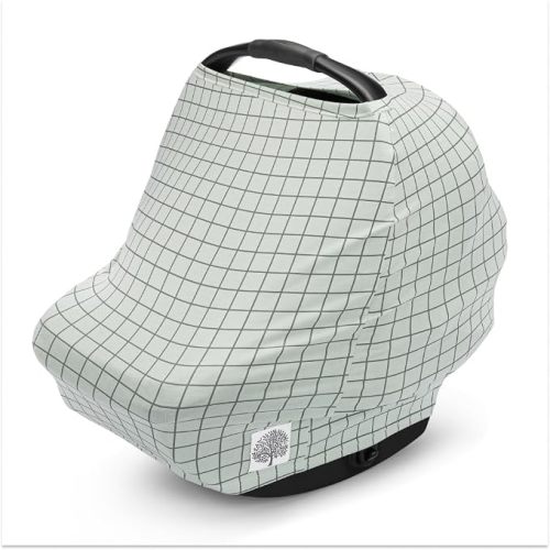 Parker Baby Co Multi-Use Cover Carseat Cover Nursing Cover: Sage Windowpane | Multi-use canopy works for carseat covers, breastfeeding, shopping carts & high chairs. Soft, stretchy. 13 x 26.5"