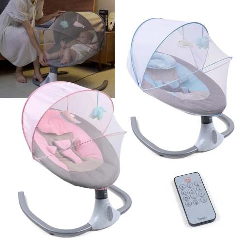 Electric Automatic Baby Swing and Sleeping Cradle Bed, Remote Controlled Rocker with MP3/USB Music Player, Mosquito Net, and Adjustable Speed (Up to 12 kg)