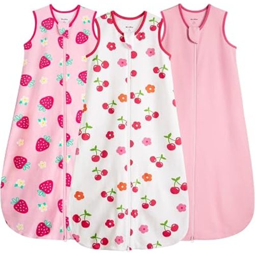 Baby Sleep Sack 0-3 3-6 Months 100% Cotton 0.5 Tog Newborn 3 Pack