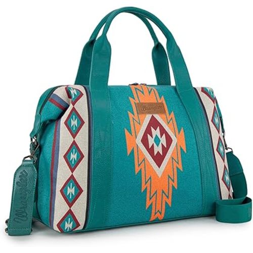 Wrangler Duffel Bag for Women Large Travel Weekender Bag Designer Aztec Carry On Bags, Turquoise