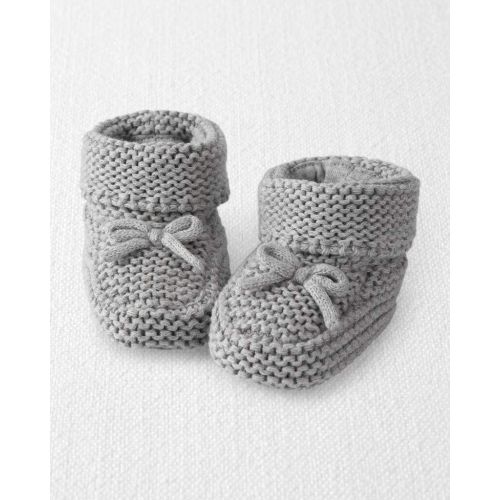 Baby Organic Cotton Crochet Booties in Gray