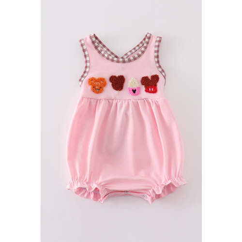 Pink character ice cream french knot girl bubble