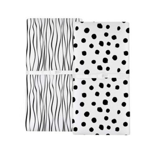 Ely’s & Co. Baby Changing Pad Cover - Cradle Sheet 100% Combed Jersey Cotton White Abstract Stripes and Dots Black 2 Pack