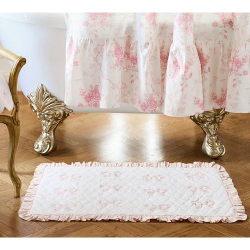 LoveShackFancy Tufted Embroidered Bow Bath Mat