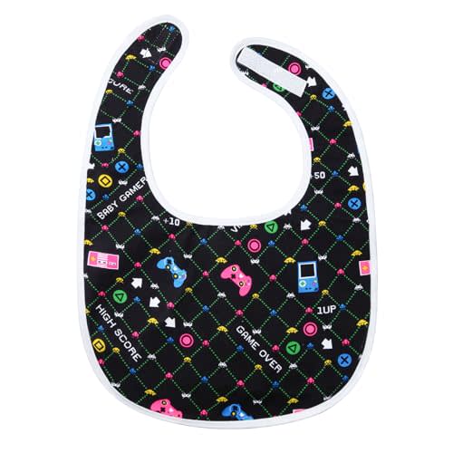 Littleforbig Cotton Waterproof Babydoll Printed Adult Bib with Adjustable Hook-and-Loop Fastener Closure - Baby Gamer Adult Bib