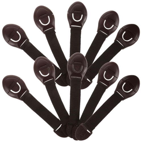 KONTONTY 12Pcs Brown Cabinet Locks Easy to Operate Protect Window Doors and Drawers