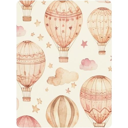 Blueangle Watercolor Hot Air Balloons Fitted Mini Crib Sheets 39"x27" - Cotton Portable Nursery Bedding（314）