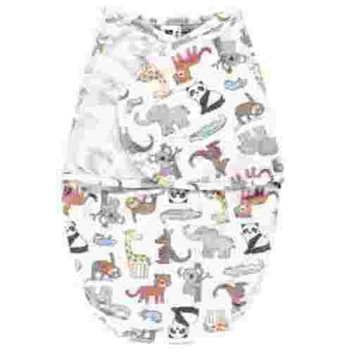 Hudson Baby Plush Faux Fur Swaddle Wrap, Zoo Animals, 0-3 Months