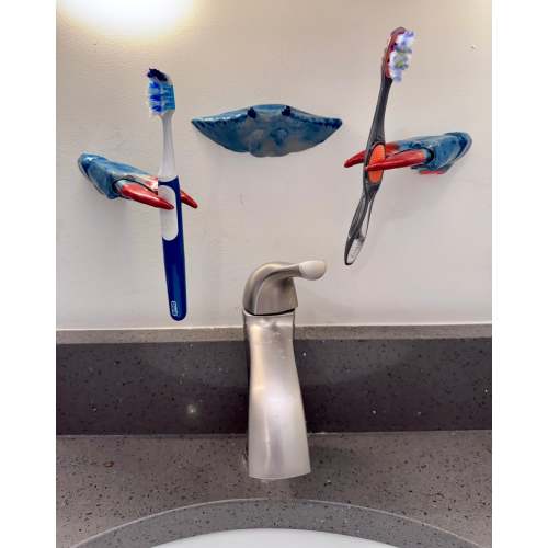 Blue crab toothbrush holder