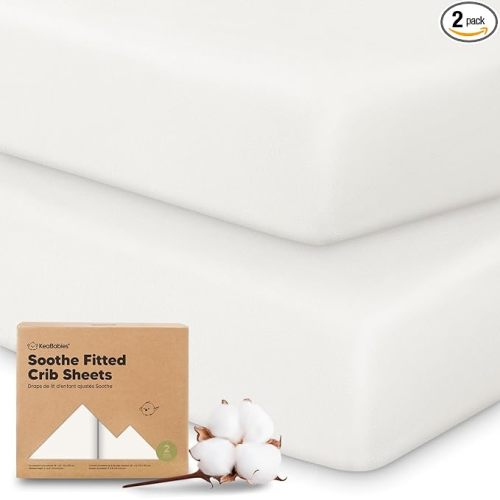 KeaBabies 2-Pack Organic Crib Sheets for Boys, Girls - 52x28 Fitted Crib Mattress Sheet Neutral, Breathable Jersey Cotton Cover for Baby Bed, Toddler Mattress, Soft & Cute Prints (Soft White)