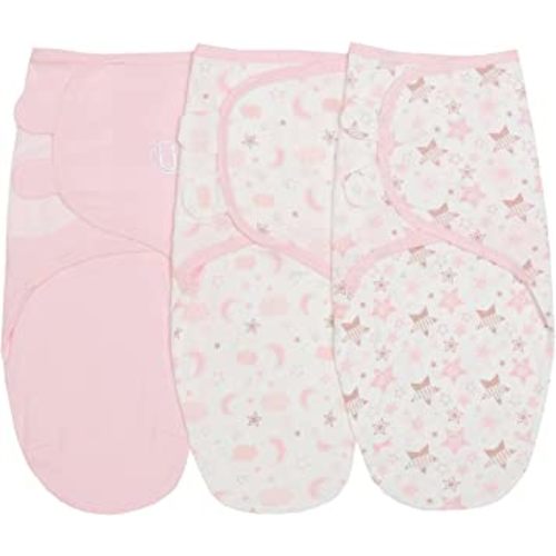 insular Baby Swaddle Sacks, Swaddle Blanket for Newborn and Infant, Adjustable Velcro Set for Boy and Girl, Soft Cotton Baby Sleep Sack 3 Pack (Starmoon, Medium(3-6M))