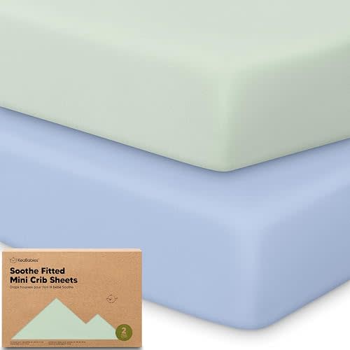 2-Pack Mini Crib Sheets Fitted, 38x26 Pack N Play Mattress Sheets (Dew)