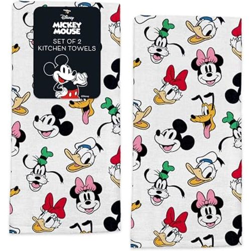 Disney Mickey & Friends Cotton Kitchen Towels, 2-Pack 16"x26", Absorbent