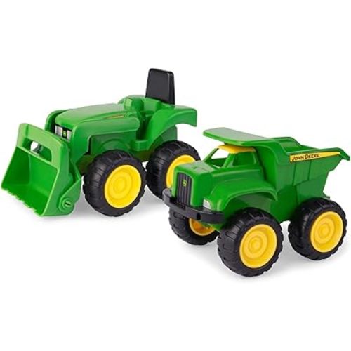 John Deere Vehicle Set - Includes Dump Truck Toy and Tractor Toy with Loader - Kids Outdoor Toys - Kids Construction Toys and Sandbox Toys - 6 Inches - 2 Count - Ages 18 Months and Up