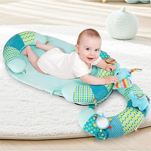 Valentín Tummy Time Mat Baby - 4 in 1 - Tummy Time & Seated Support Pillow, Sitting Support for Toys Infant Newborn 0-12 Months, Infant Baby Floor Seat