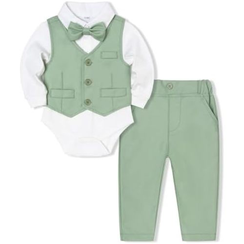 Baby Boy Clothes Suits Infant Gentleman Wedding Outfit Formal Dress Shirt Vest Bowtie Pants 4Pcs Baby Suit Sets