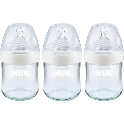 NUK Simply Natural Glass Baby Bottles, 4 oz, 3 Pack
