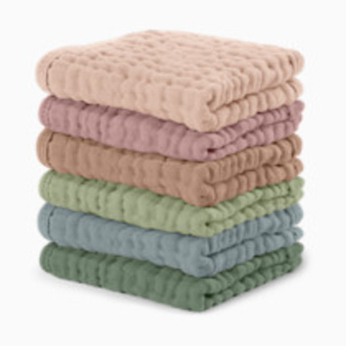 Comfy Cubs 6-Layer Muslin Baby Washcloths Set - Multicolor, 6