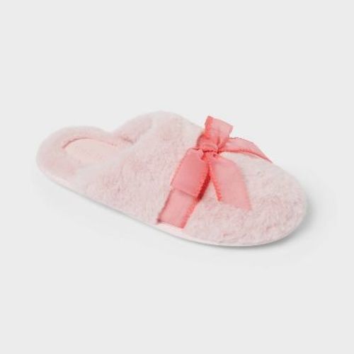Women's Mimi Pink Bow Scuff Slippers - Auden™ Light Pink M