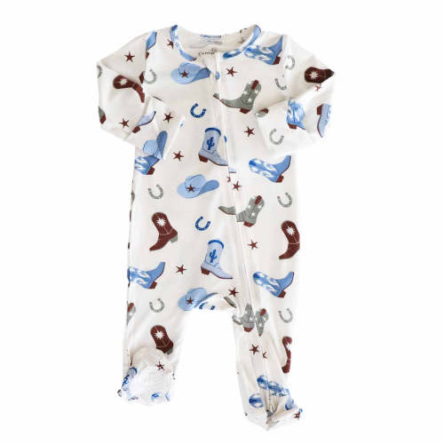 Boot Scootin' Blue Zipper Footie