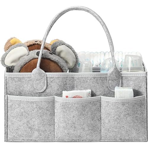 Portable Baby Diaper Caddy Organizer for Changing Table and Car, Nursery Storage Bin - Nappy Caddy Organizer and Nappy Bag