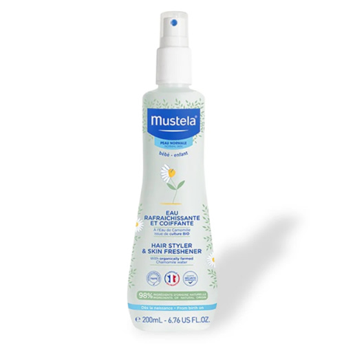 Mustela Baby Hair Styler & Skin Freshener - with Natural Avocado & Chamomile Water - Vegan & Hypoallergenic - 6.76 fl. oz.