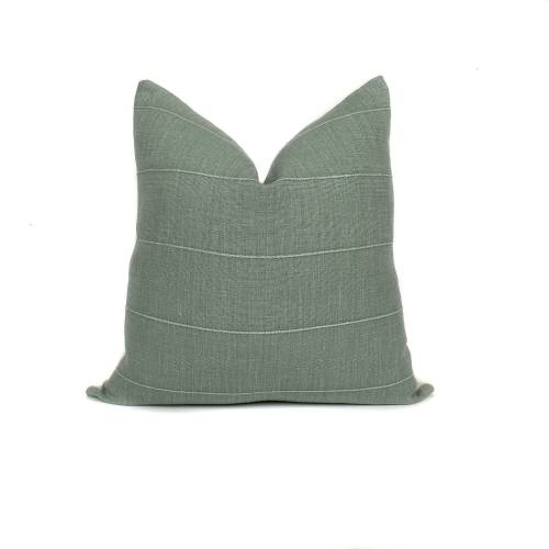 Sage Green Linen Pillow Cover: Vintage Style Decorative Cushion