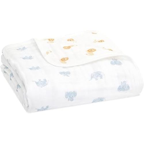 aden + anais 100% Organic Cotton Muslin Baby Blanket Crib Bedding for Newborn Baby and Toddler, Nursery Blanket for Boys and Girls, Baby Registry and Shower Gift - Animal Kingdom, Hello Elephants