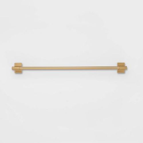 24" Modern Towel Bar Brass - Threshold™: Zinc & Stainless Steel Bathroom Holder, Single Rod Design