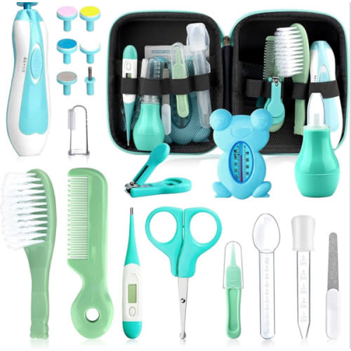 Amazon.com: Baby Healthcare and Grooming Kit, 20 in 1 Portable Baby Safety Care Set with Hair Brush Comb Nasal Aspirator Electric Nail Trimmer Set Baby Essentials kit for Newborn Boys Girls (Green 20 in 1) : Baby