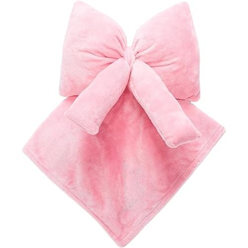 Breling Pink Coquette Bow Security Blanket Soft Baby Fluffy Blanket Unisex Stuffed Gift for Newborn Infant Toddler Boys and Girls, 13. 78 Inch