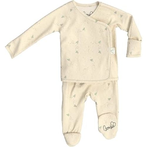 Bonsie Skin to Skin Babywear Footed Bodysuit - Tan Paper Airplane Pattern Baby One Piece - Flight Crew