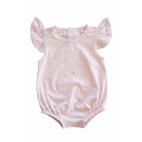 Personalized Ruffle Sleeve Bubble Romper | Pretty in Pink