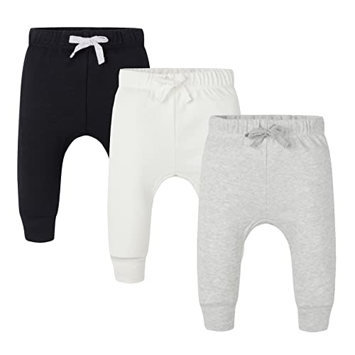 AIUI-HARNSBORN Baby 3 Pack Flexy Pants and Leggings, Infant Boys Girls Tapered Ankle Jogger Pants