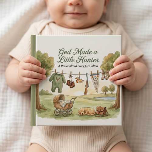 God Made a Little Hunter Personalized Kids Book, Custom Name Hunting Baby Book, Christian Hunter Gift, Hunting Baby Shower Gift for Boys