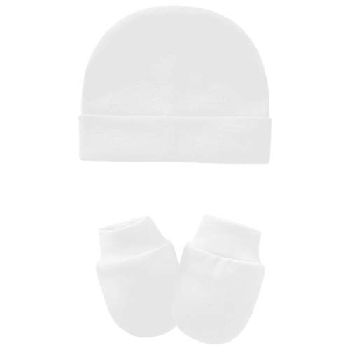 Tisoloow Baby Hats with Scratch Mittens Set Unisex Newborn Hospital Hats for Baby Boys Girls Cute Infant Beanie Caps Cotton Soft Baby Hat 0-6 Months White One Size