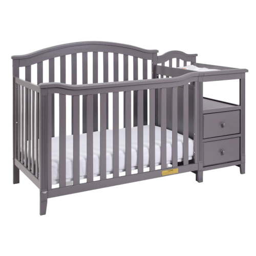 AFG Baby Furniture Kali 4-in-1 Convertible Crib and Changer with Drawers, Gray