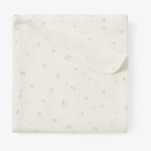 White Floral Organic Cotton Pointelle Baby Blanket