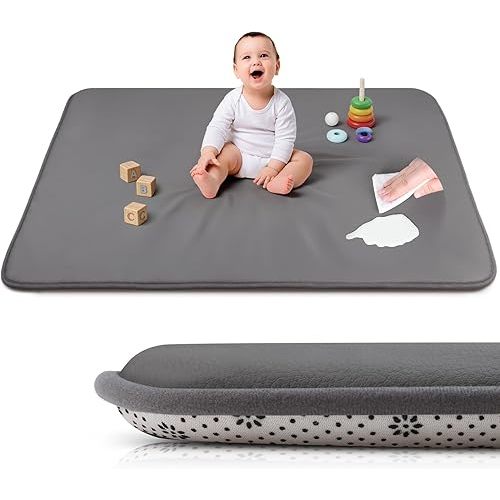 Baby Floor Play Mat,Soft Thick Foam Padded Tummy Time Playpen Mat,Waterproof Wipeable Kids Playmat for Babies 6-12 Months,Non-Slip Bottom for Crawling to Nursery Grey