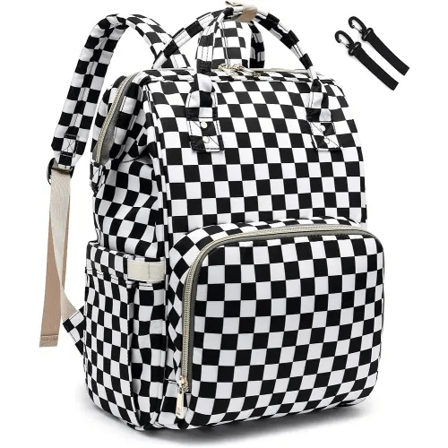 Diaper Bag Backpack for Baby Boys Girls, Waterproof Large Nappy Bags for Mom & Dad (Checkered)