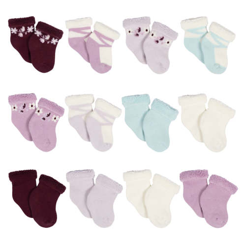 12-Pack Baby Girls Lavender Garden Terry Wiggle Proof® Socks – Gerber Childrenswear