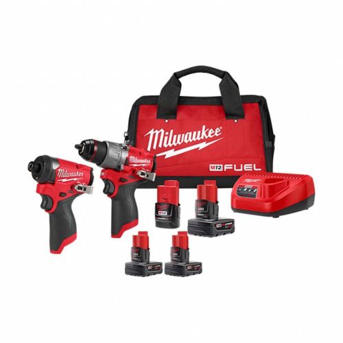 MILWAUKEE Tool Combination Kit: 2 Tools, Hammer Drill/Impact Driver, 12 V DC Volt, Battery Included
