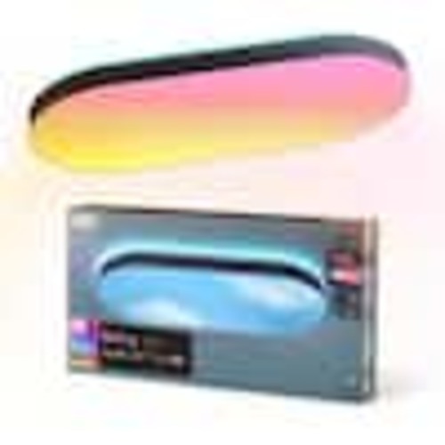 LIFX 26 in. Oval Capsule Smart Black Multi-Color WiFi Selectable LED Flush Mount Ceiling Light Works Alexa/Hey Google/HomeKit LFXCAP26/RGBW/BK