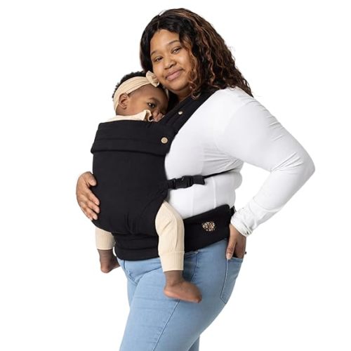 Mabē Monarch Ergonomic Baby Carrier – Premium Cotton Soft Structured Newborn to Toddler Carrier with Hip-Healthy Design, 3 Carry Positions (9-46 lbs), Lightweight & Breathable, (Ebony)