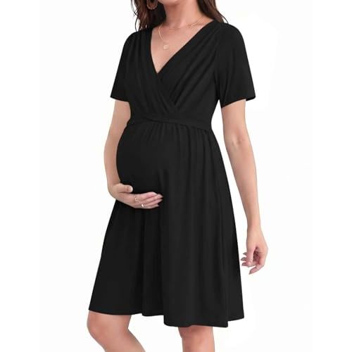 Ekouaer Women 3 in 1 Labor and Delivery Gown Split Front Flap Maternity Hospital Dress Nursing Nightgown for Breastfeeding