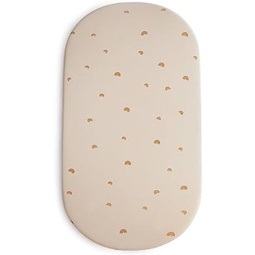 mushie Stretchy & Soft Bassinet Crib Sheet | Fitted 16" x 30" (Rainbows)